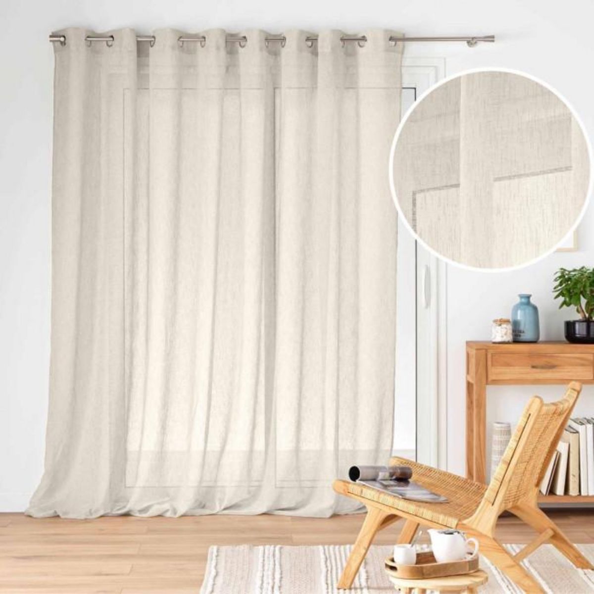 Paris Prix Rideau Voilage à Œillets  Carlin  300x240cm Lin