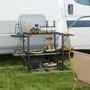 OUTSUNNY Rangement cuisine de camping pliable 2 étagères 4 tablettes plateau sac acier alu