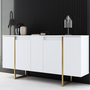 Voir la diapositive 6 : CONCEPT USINE Buffet design blanc et or 160 cm - 4 portes LUXOR