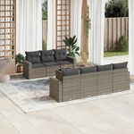 VIDAXL Salon de jardin 8 pcs avec coussins gris resine tressee