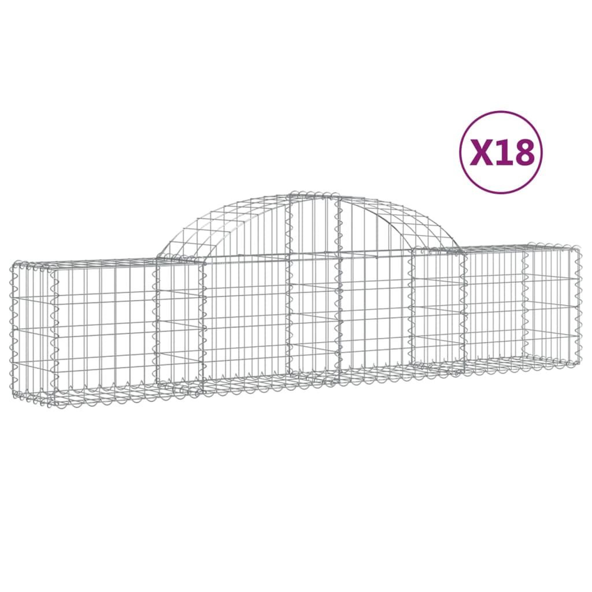 Voir la diapositive 2 : VIDAXL Paniers a gabions arques 18 pcs 200x30x40/60 cm Fer galvanise