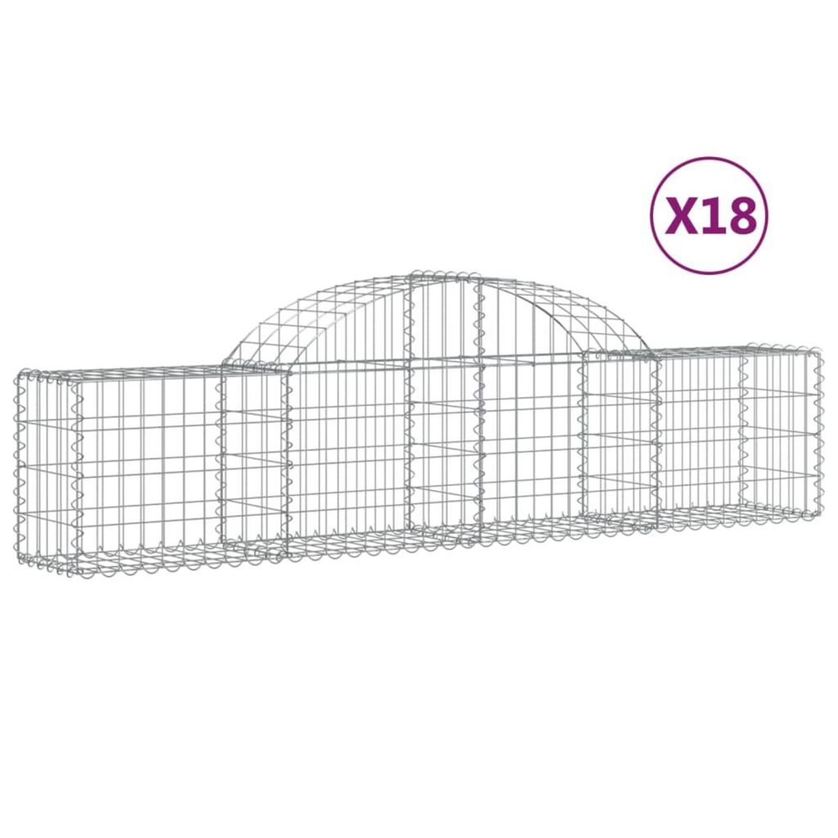 VIDAXL Paniers a gabions arques 18 pcs 200x30x40/60 cm Fer galvanise