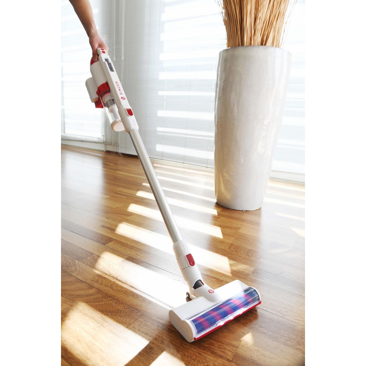 Singer Sonic Aspirateur Balai Sans Fil, 3 en 1, Multifonction, Silencieux, Cyclonique, à Main, Sans Sac