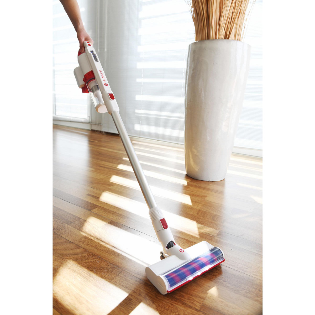 Singer Sonic Aspirateur Balai Sans Fil, 3 en 1, Multifonction, Silencieux, Cyclonique, à Main, Sans Sac