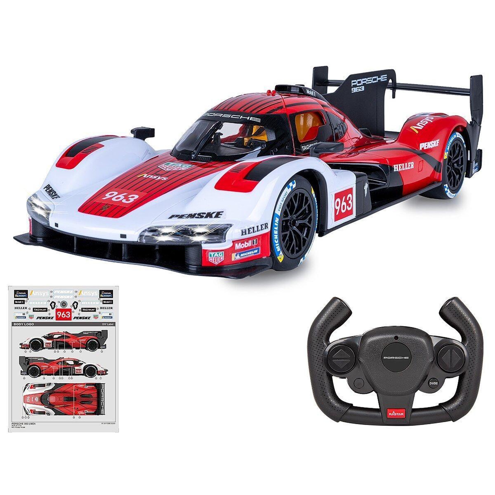 Voir la diapositive 4 : Jamara Voiture télécommandée porsche 963 lmdh 1:14 rouge 2,4ghz porte manuelle