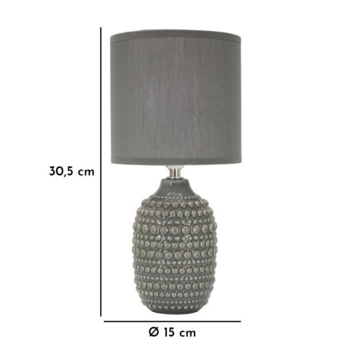 Paris Prix Lampe à Poser en Céramique  Points  30cm Gris