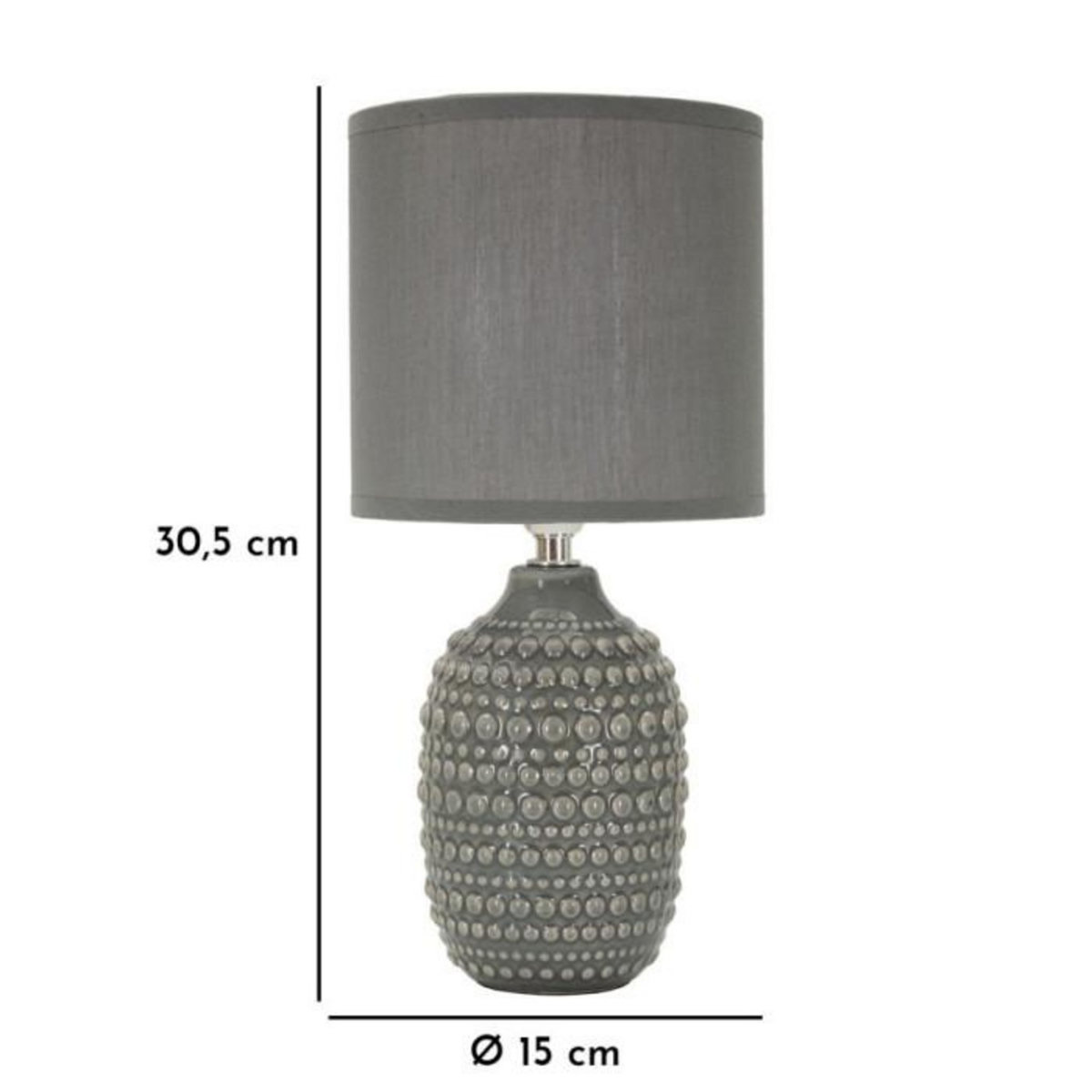 Paris Prix Lampe à Poser en Céramique  Points  30cm Gris