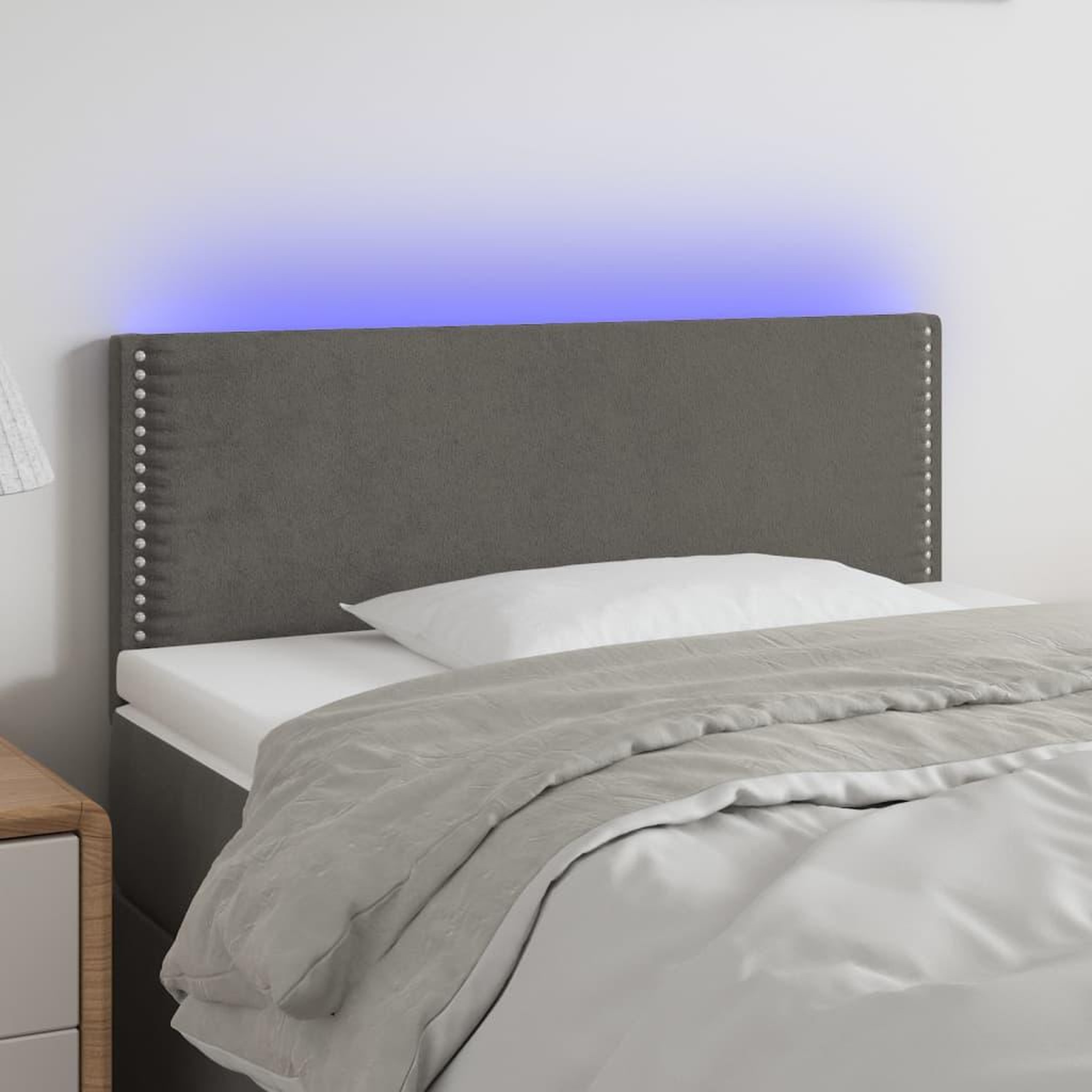 Voir la diapositive 1 : VIDAXL Tete de lit a LED Gris fonce 80x5x78/88 cm Velours