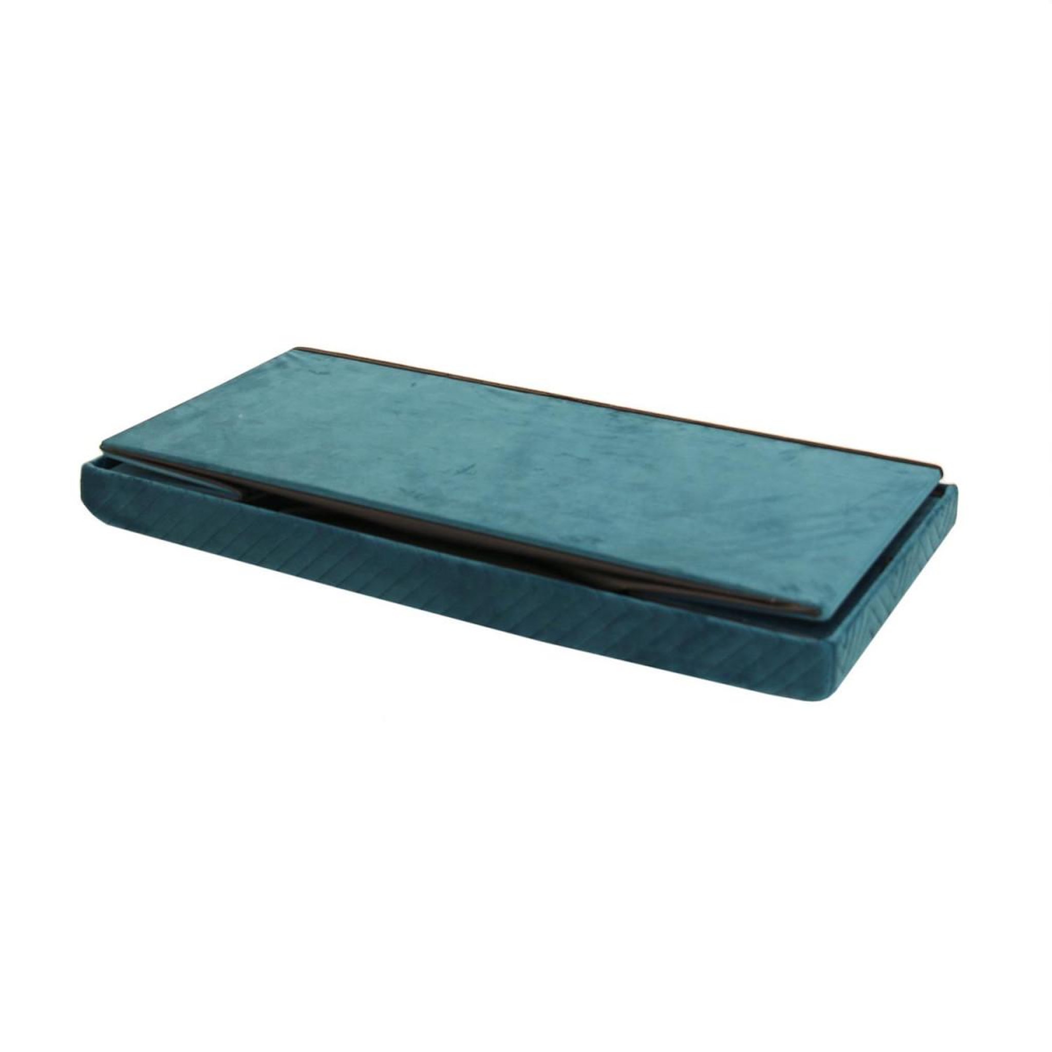 Voir la diapositive 4 : The Home Deco Factory Banquette coffre pliable velours  zigzag  76cm bleu