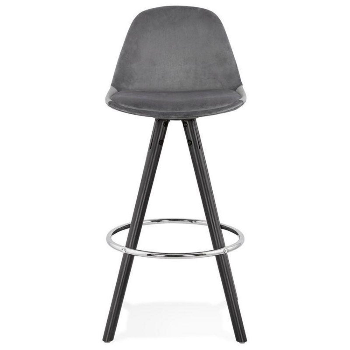 Paris Prix Tabouret de Bar Velours & Bois  Vinea  87cm Gris