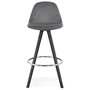 Voir la diapositive 2 : Paris Prix Tabouret de Bar Velours & Bois  Vinea  87cm Gris