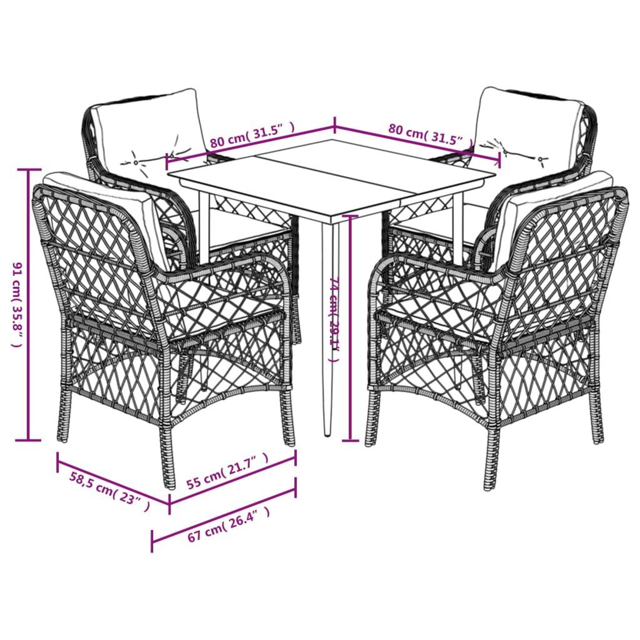 Voir la diapositive 6 : VIDAXL Ensemble a manger de jardin coussins 5pcs Noir Resine tressee