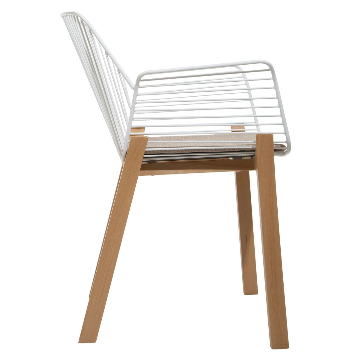 ATMOSPHERA Lot de 2 fauteuils filaires pieds bois massif SHELBY