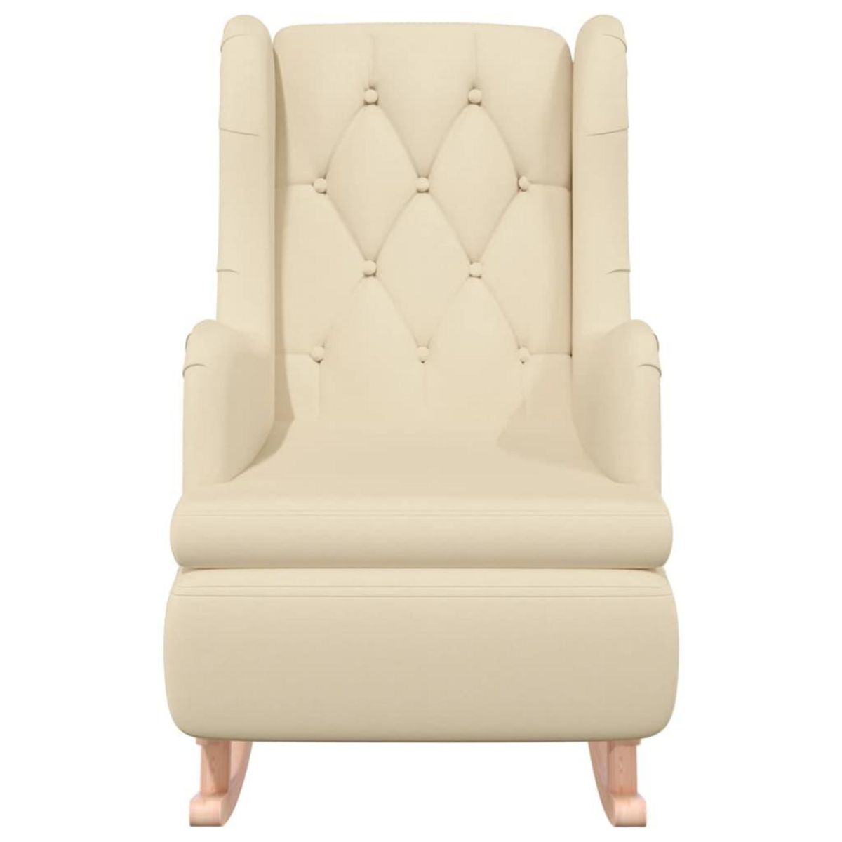 VIDAXL Fauteuil et pieds a bascule en bois d'hevea solide creme Tissu