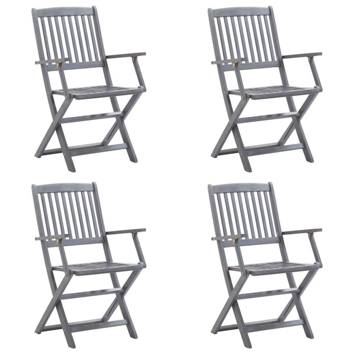 VIDAXL Chaises pliables d'exterieur lot de 4 et coussins Bois d'acacia