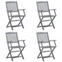 Voir la diapositive 2 : VIDAXL Chaises pliables d'exterieur lot de 4 et coussins Bois d'acacia