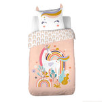 COTE DECO Parure de lit enfant Licorne avec oreilles rembourrées - 100% coton 57 fils/cm² - 140 x 200 cm