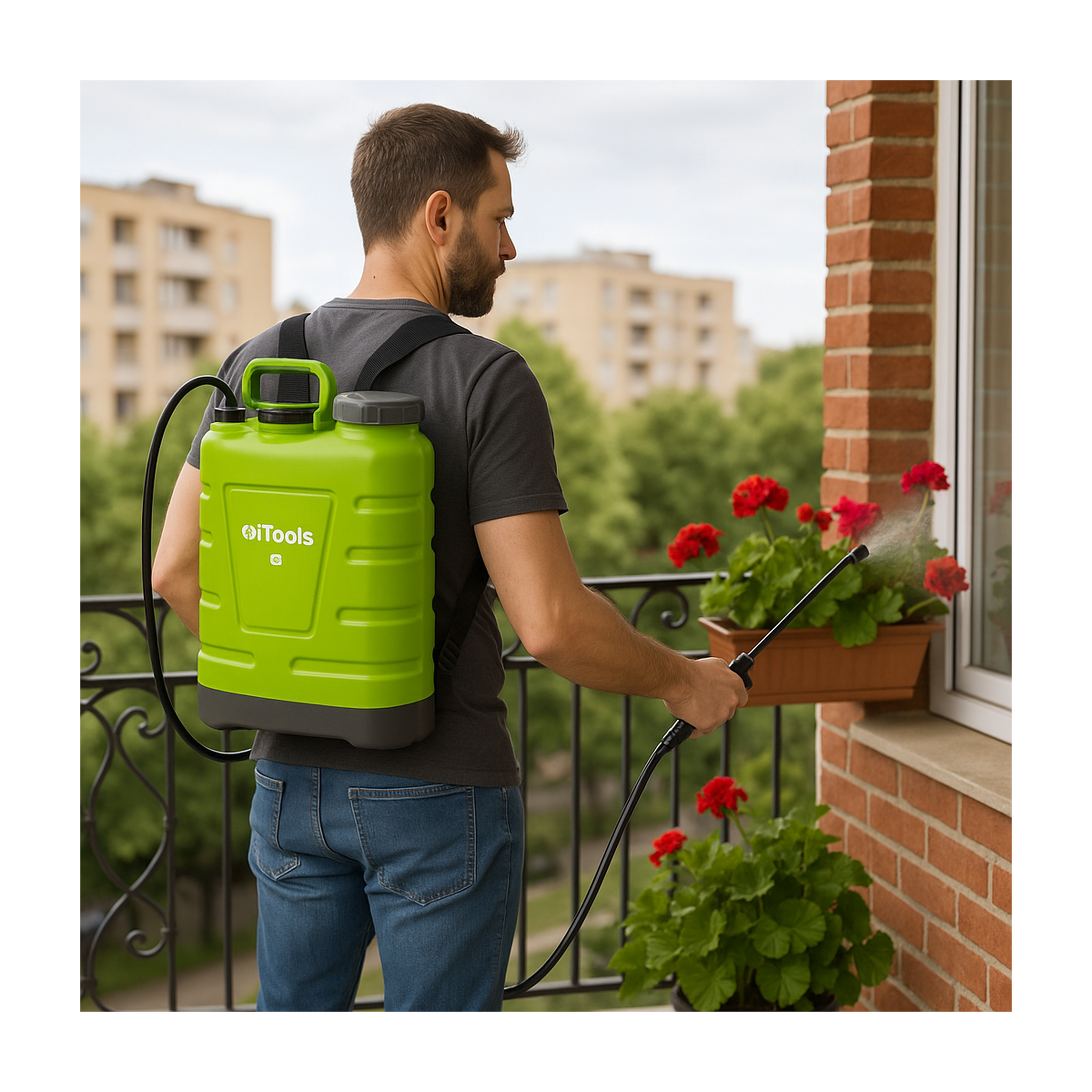 Voir la diapositive 4 : iTools Pulvérisateur manuel 16 litres pompe manuelle haute pression 5.5 bar jardin, toiture, potager 3 buses réglables itools