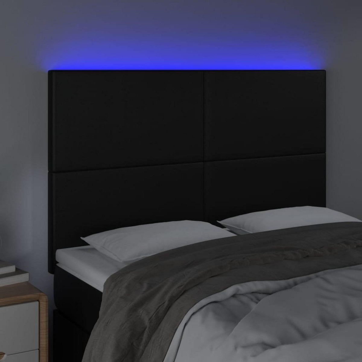 VIDAXL Tete de lit a LED Noir 144x5x118/128 cm Similicuir