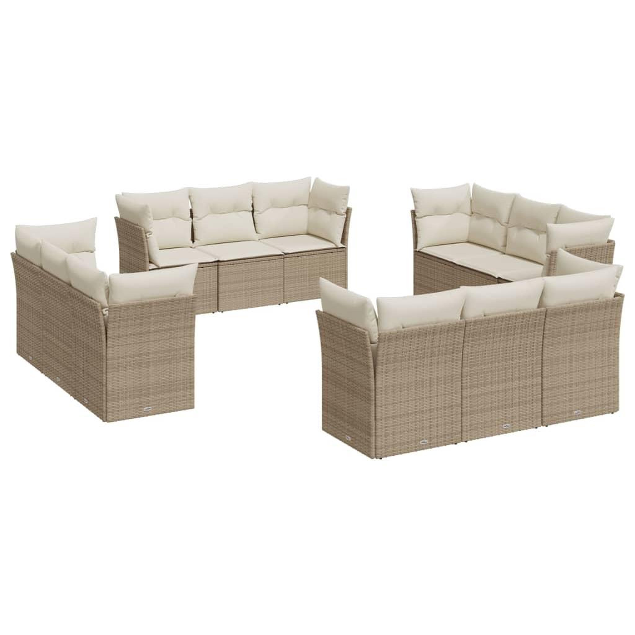 Voir la diapositive 2 : VIDAXL Salon de jardin avec coussins 12 pcs beige resine tressee