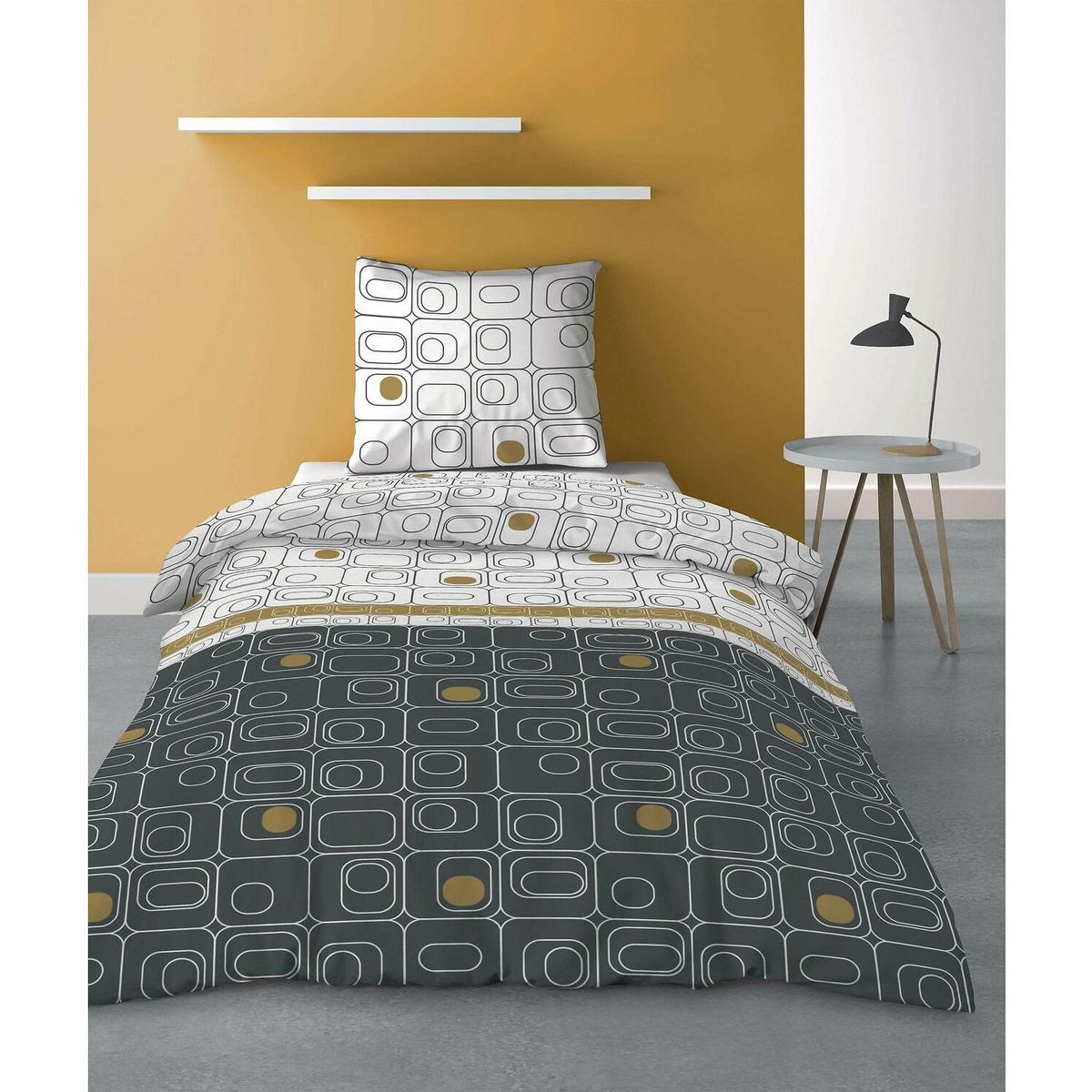 Les Ateliers du Linge Parure De Couette 2pcs 140x200cm 100% Microfibre 60gsm Niagara Gold