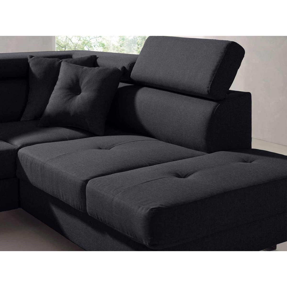 BEST MOBILIER Lisbona - canapé d'angle droit convertible - 5 places - avec têtières