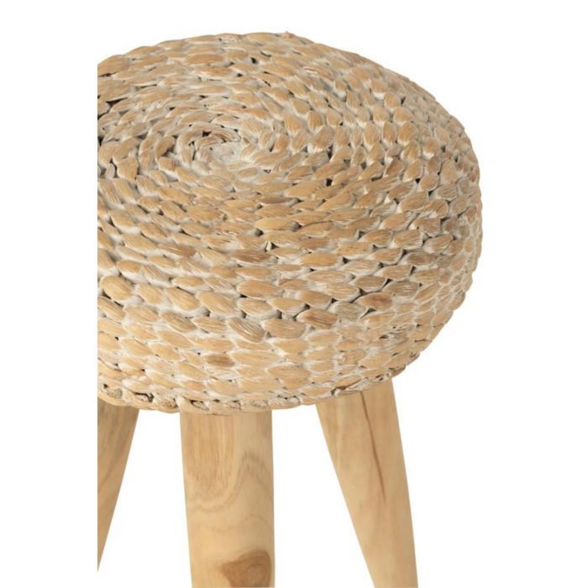 Paris Prix Tabouret Design en Teck  Puglia  40cm Naturel & Blanc