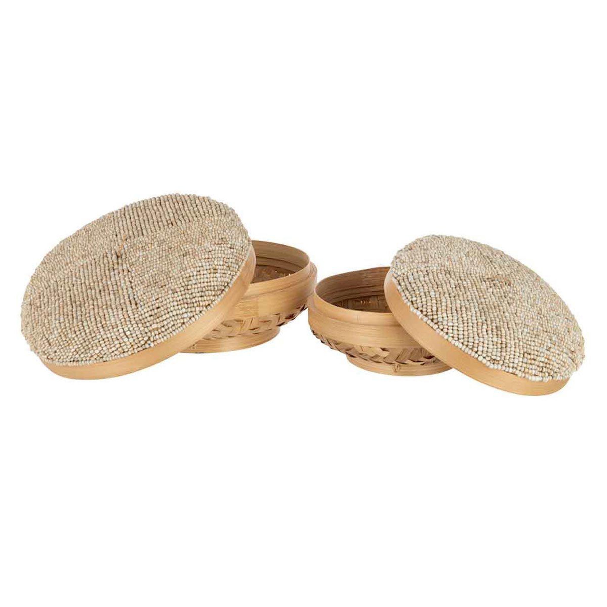 Voir la diapositive 2 : J-LINE Lot de 2 coupelles déco  elia  26cm naturel