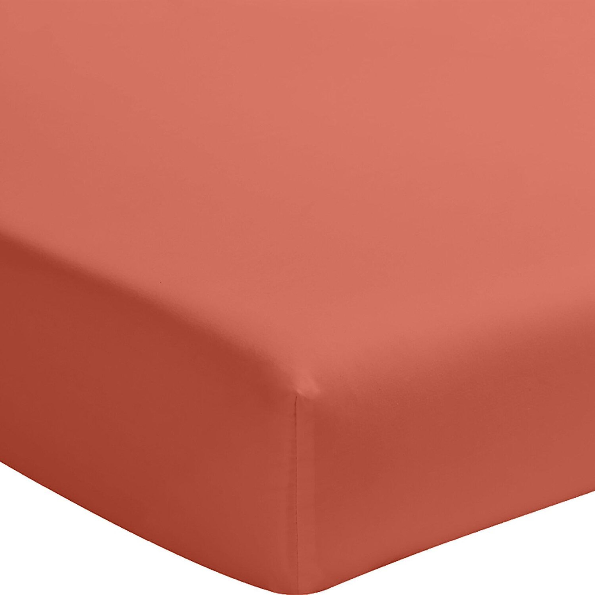 Voir la diapositive 1 : BATON ROUGE Drap housse 100% percale de coton lavé 80 fils/cm² - terre de sienne