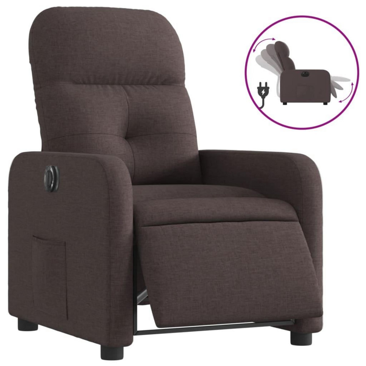 VIDAXL Fauteuil inclinable electrique Marron fonce Tissu