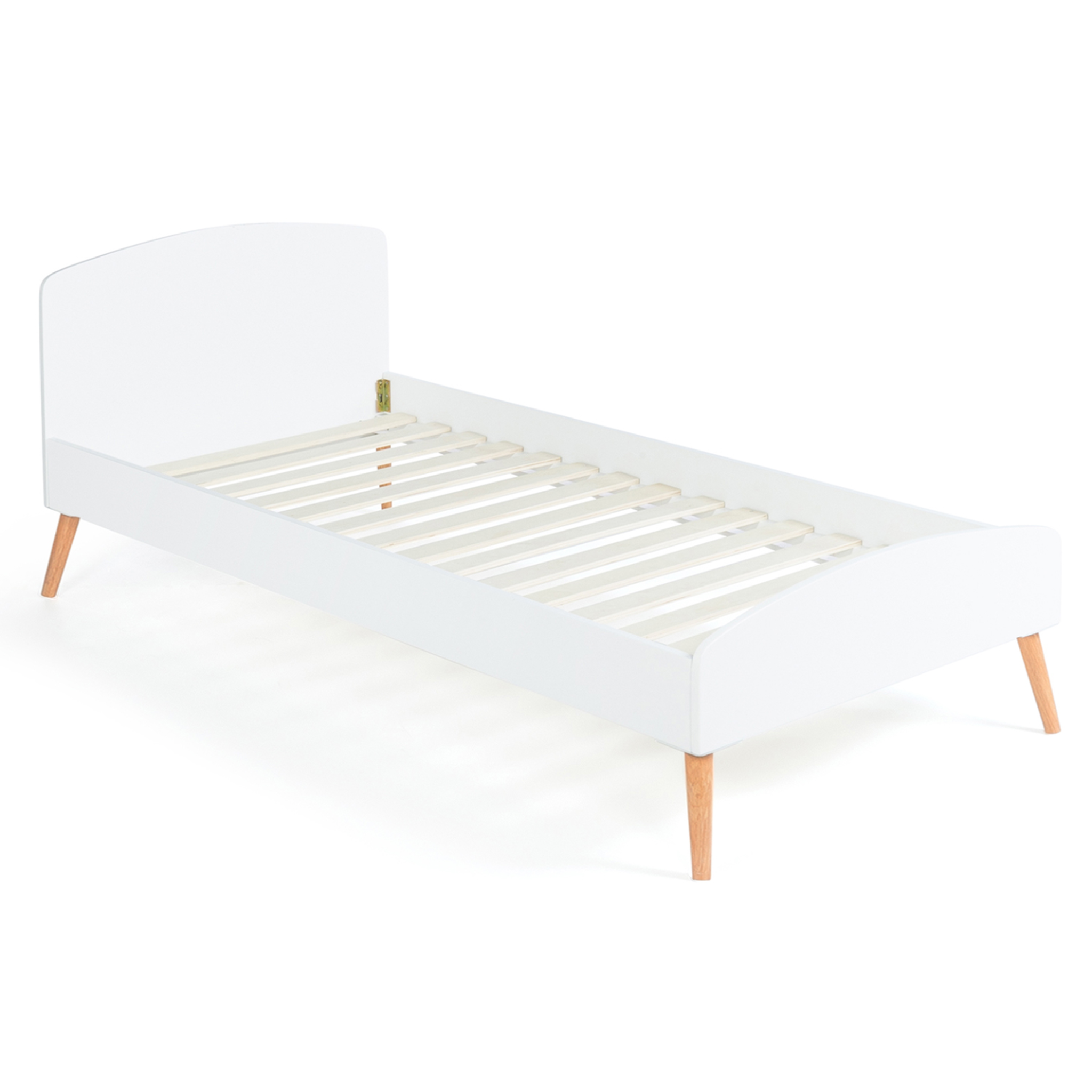 Voir la diapositive 6 : ID MARKET Lit simple scandinave 90 x 190 cm soren bois et blanc