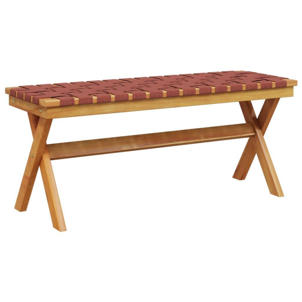 VIDAXL Banc de jardin rouge bois massif d'acacia et tissu