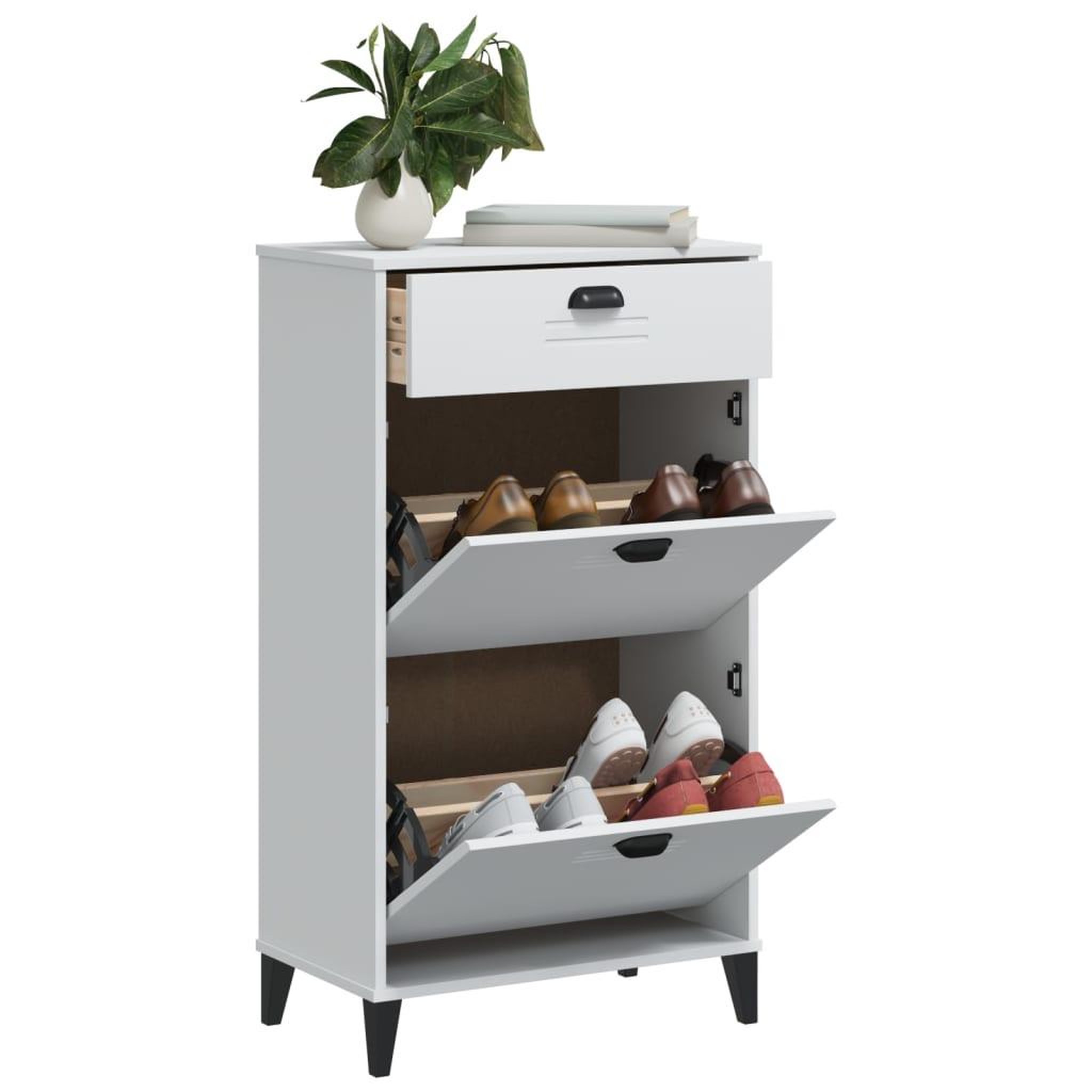 VIDAXL Armoire a chaussures VIKEN blanc bois d'ingenierie