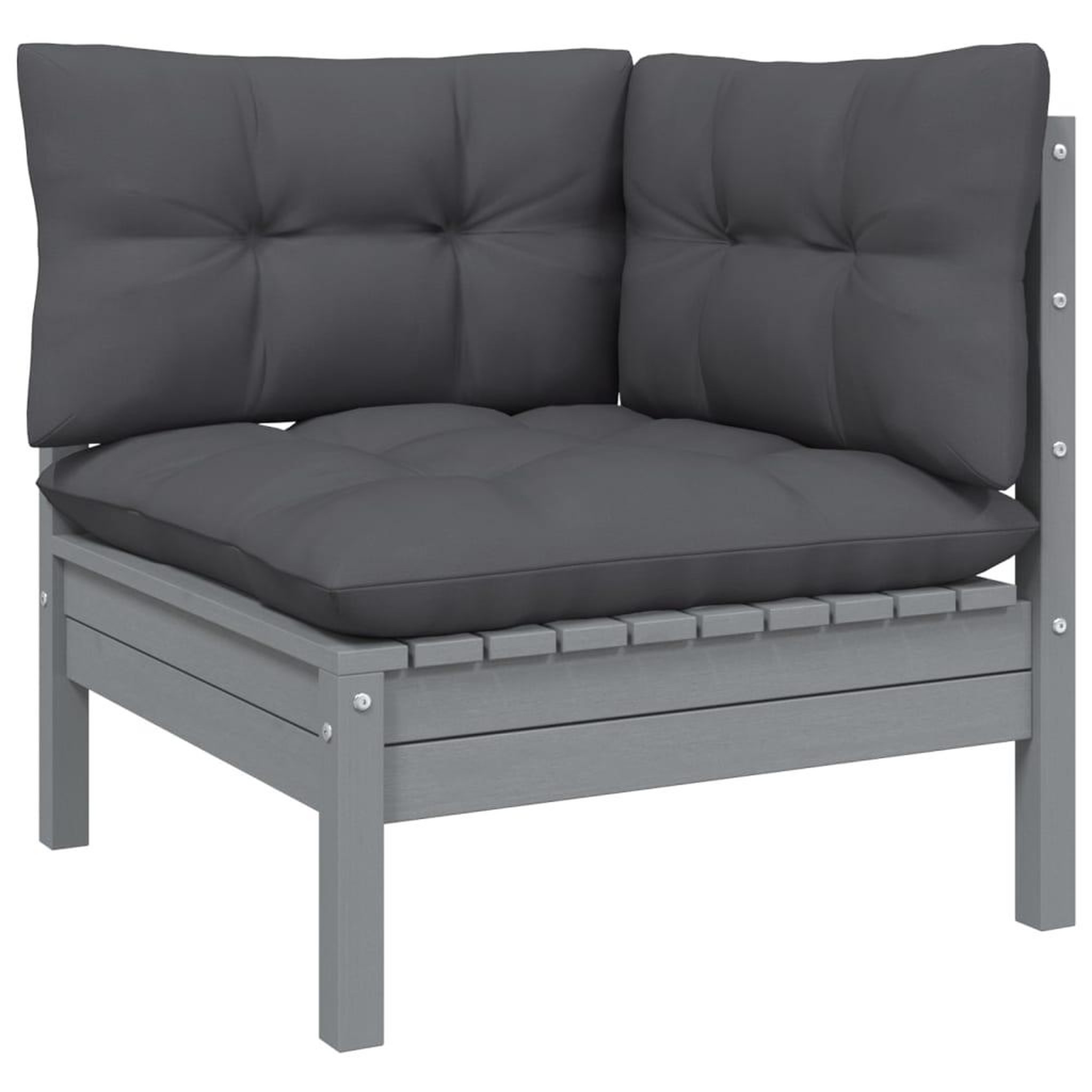 Voir la diapositive 3 : VIDAXL Salon de jardin 9 pcs avec coussins Gris Bois de pin massif