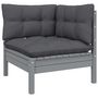Voir la diapositive 3 : VIDAXL Salon de jardin 9 pcs avec coussins Gris Bois de pin massif