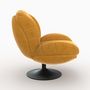 Voir la diapositive 5 : Rendez vous déco Fauteuil pivotant en tissu effet velours jaune moutarde - Ricci