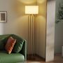 Voir la diapositive 4 : HOMCOM Lampadaire design métal doré 4 pieds base abat-jour circulaire lin beige dia. 38 x H.161 cm