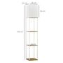 Voir la diapositive 3 : HOMCOM Lampadaire étagère design 26L x 26l x 159H cm 3 étagères E27 MDF blanc