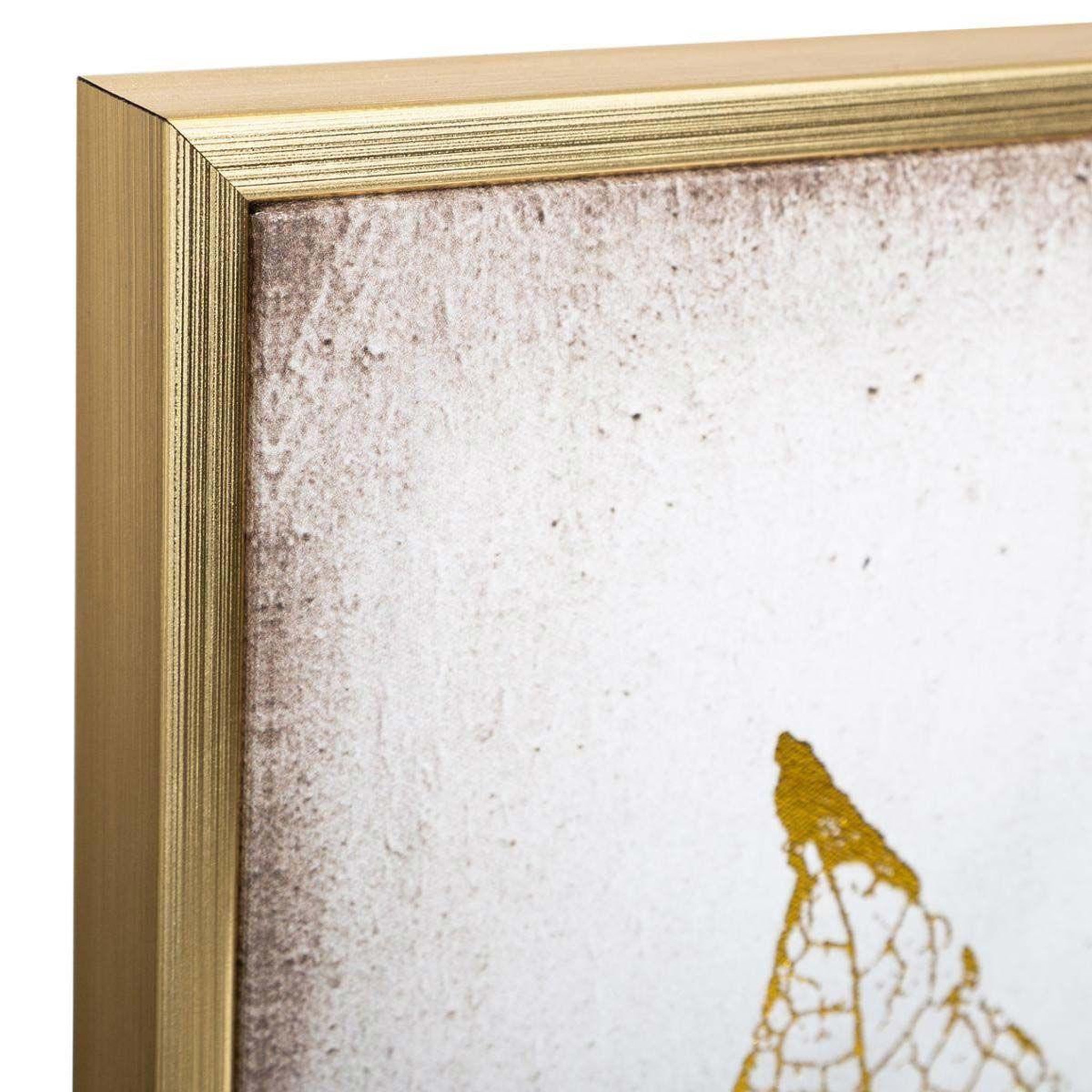 Voir la diapositive 2 : ATMOSPHERA Cadre déco imprimé  feuilles  58x58cm or