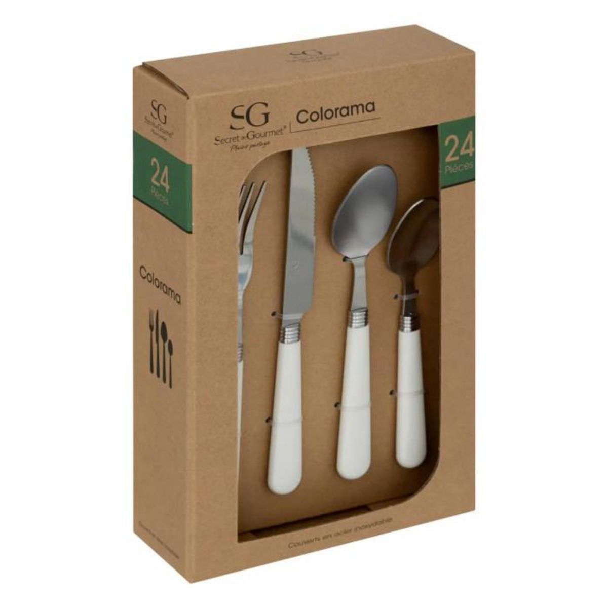 SECRET DE GOURMET Ménagère 24 Pièces  Colorama  24cm Blanc
