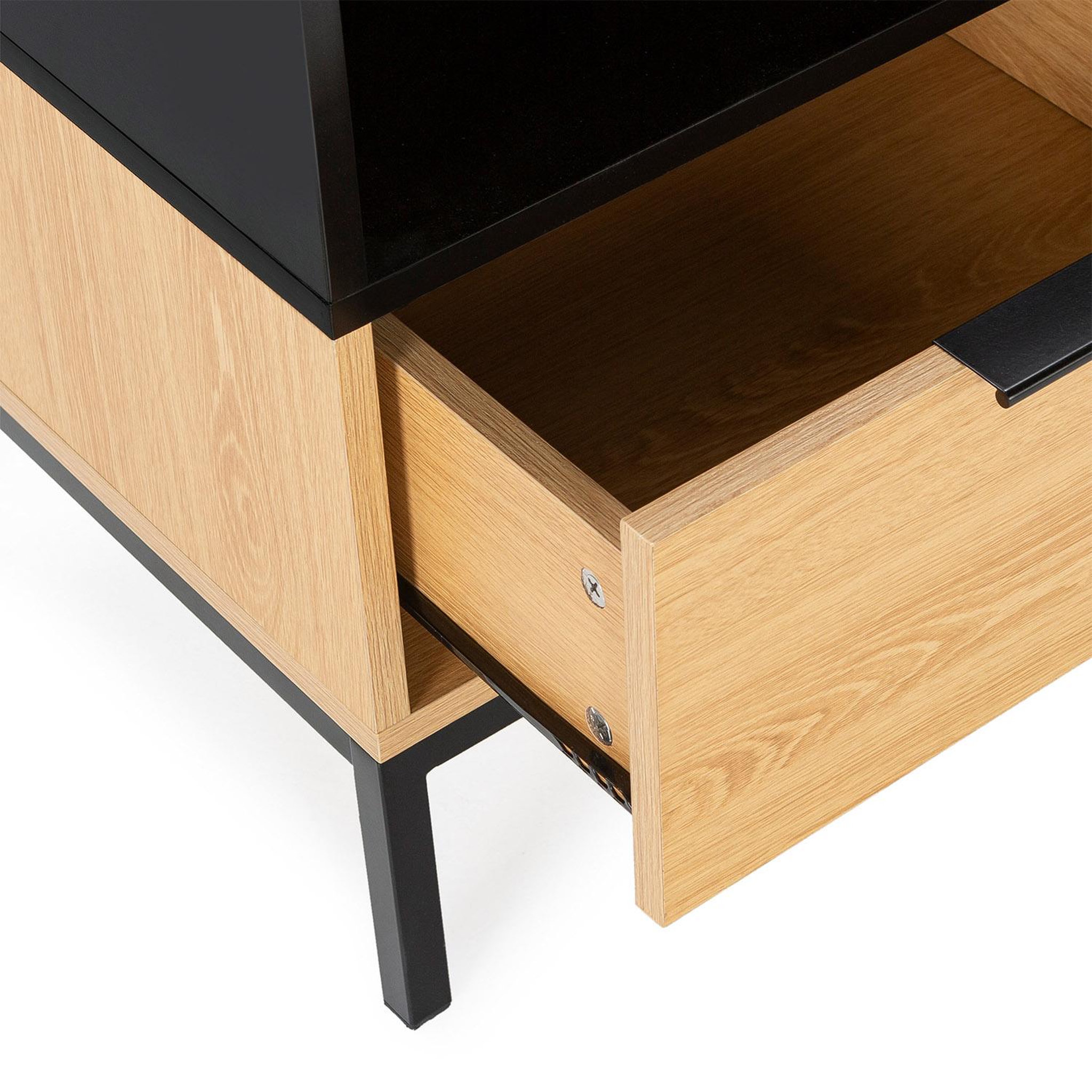 Voir la diapositive 5 : VS VENTA-STOCK Table de chevet Nieve 1 tiroir couleur Chêne