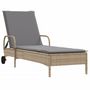Voir la diapositive 2 : VIDAXL Chaise longue avec roues et coussin beige resine tressee