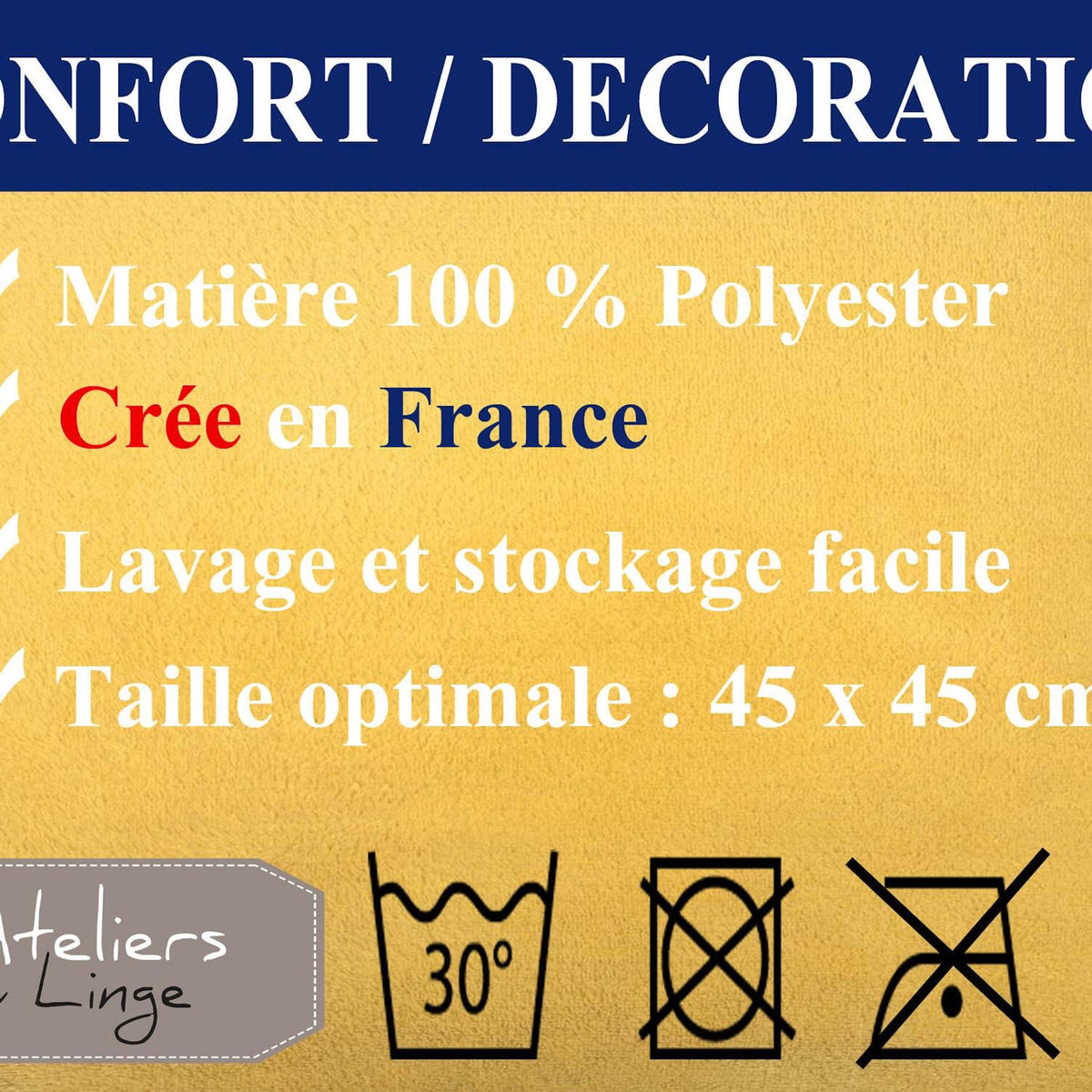 Les Ateliers du Linge Coussin imprime 100% polyester melly