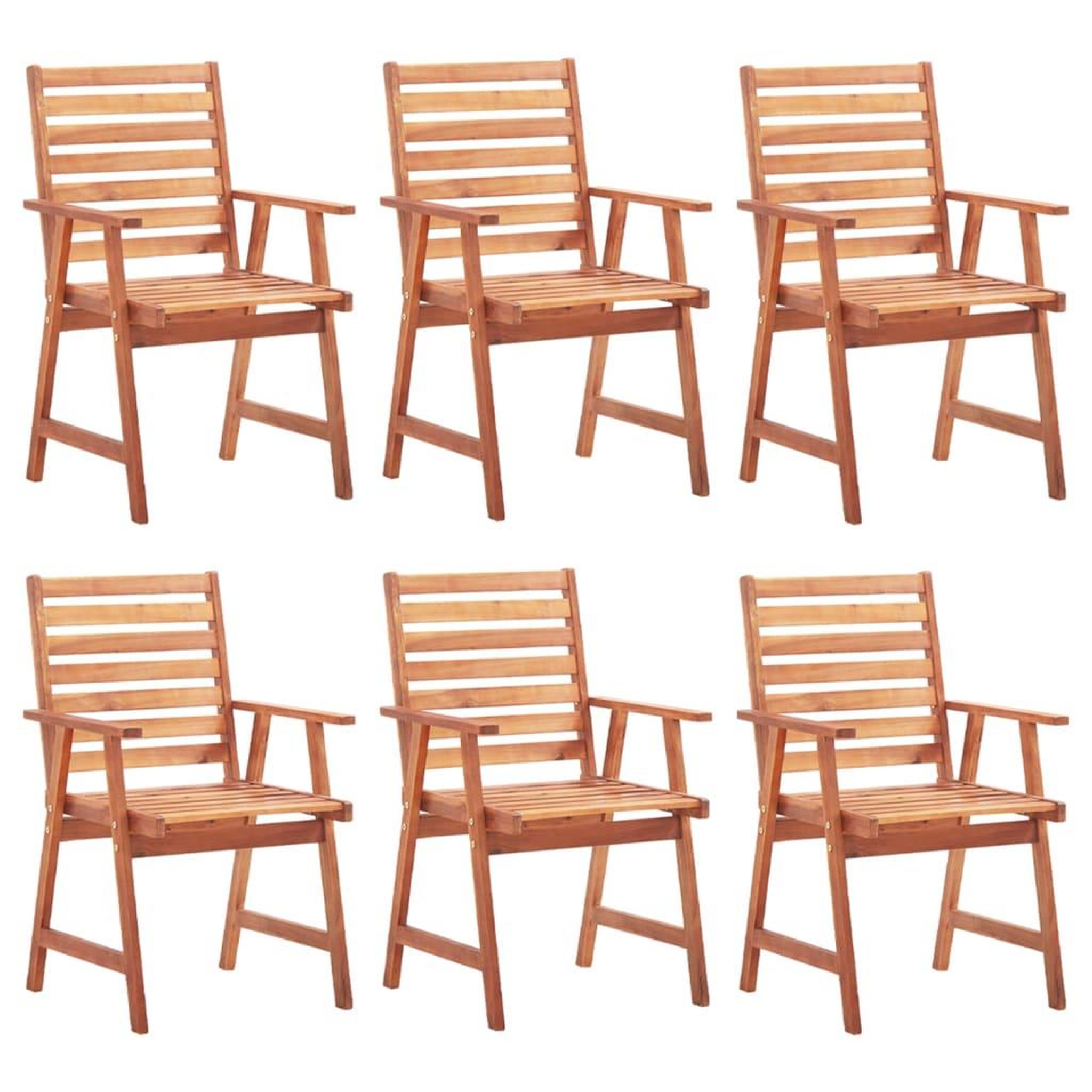 Voir la diapositive 2 : VIDAXL Chaises a manger d'exterieur lot de 6 et coussins Acacia massif
