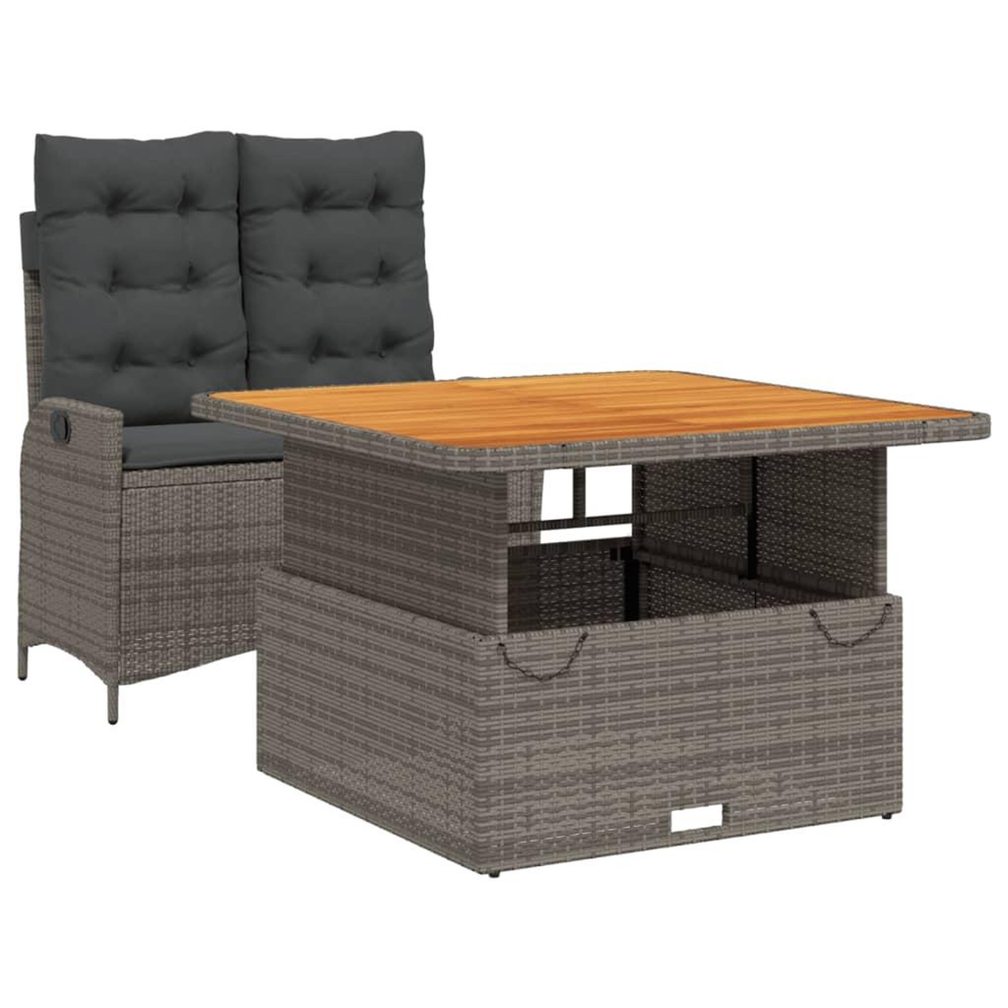 Voir la diapositive 2 : VIDAXL Ensemble a manger de jardin et coussins 2 pcs gris rotin