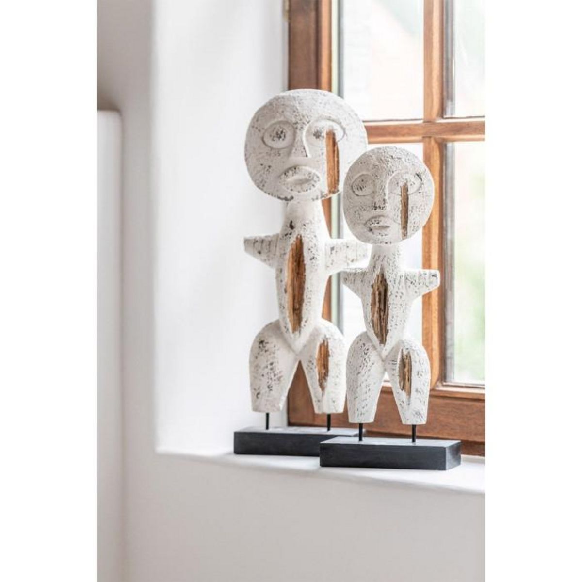 Paris Prix Statue Déco en Bois  Alba  57cm Blanc