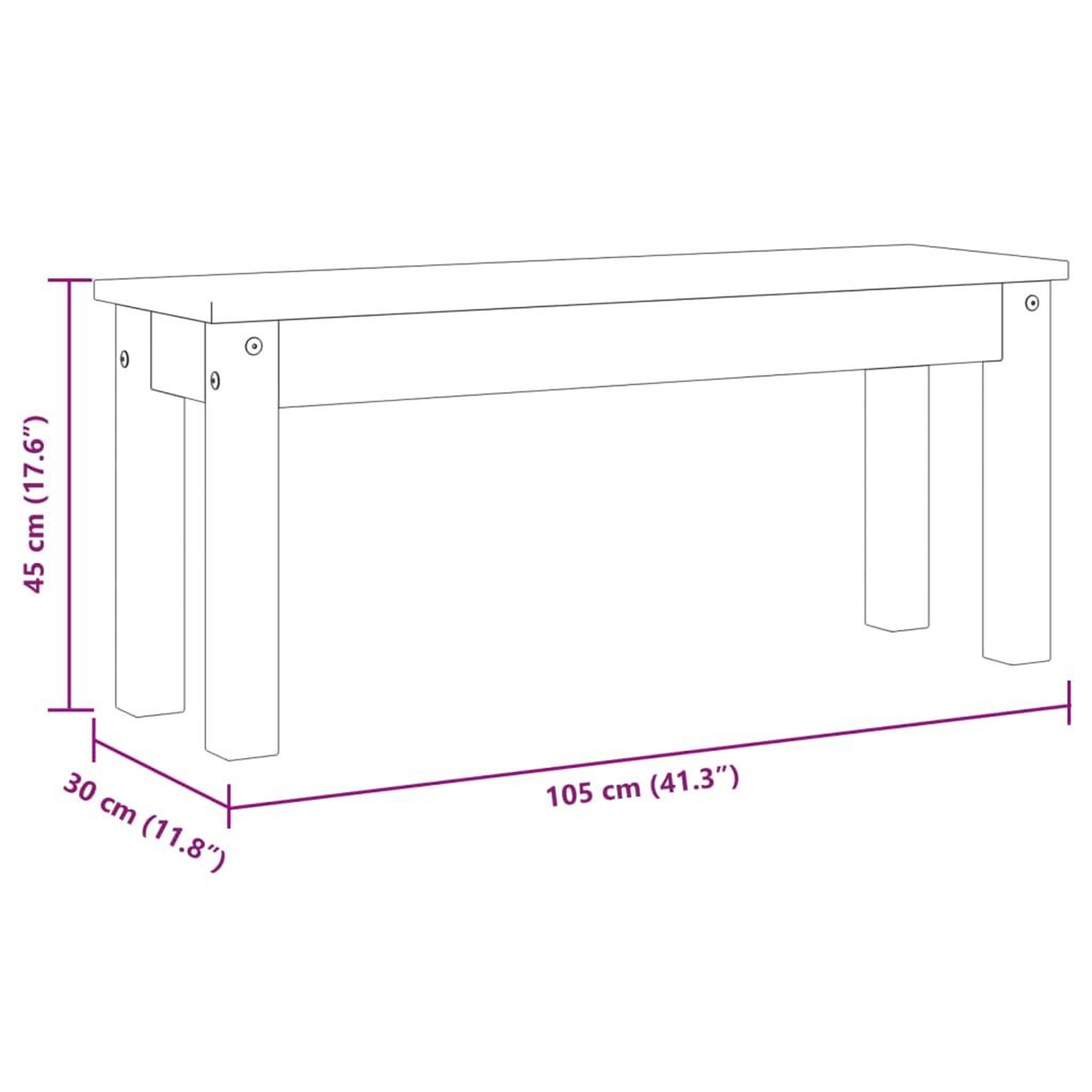 Voir la diapositive 6 : VIDAXL Banc a manger Panama blanc 105x30x45 cm bois massif de pin