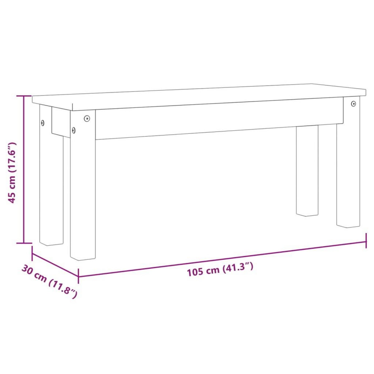 VIDAXL Banc a manger Panama blanc 105x30x45 cm bois massif de pin