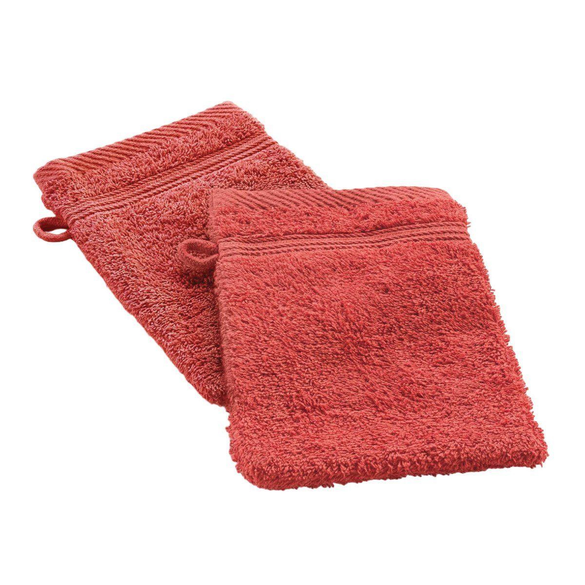 Voir la diapositive 1 : Douceur d'Intérieur Lot de 2 gants de toilette  tendresse  15x21cm terracotta