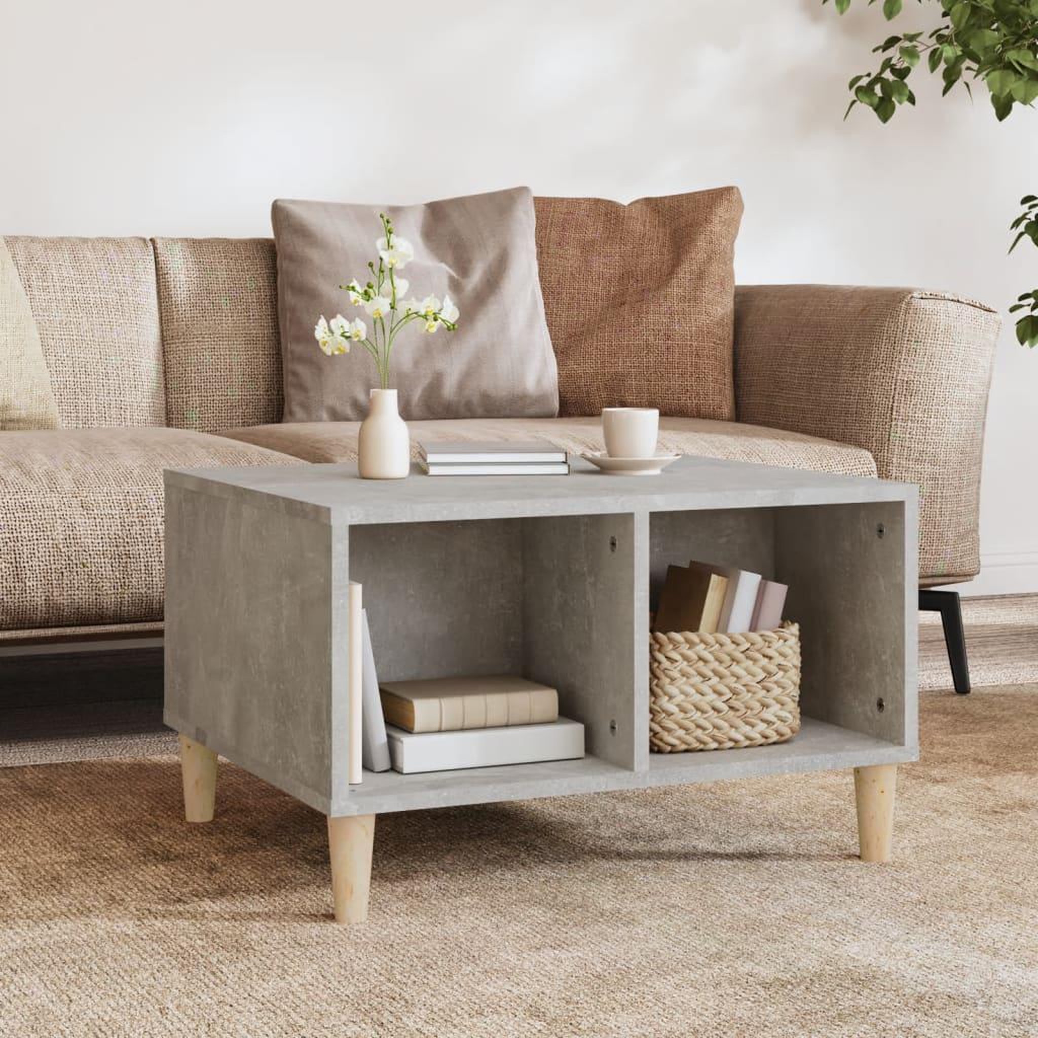 Voir la diapositive 1 : VIDAXL Table basse Gris beton 60x50x36,5 cm Bois d'ingenierie